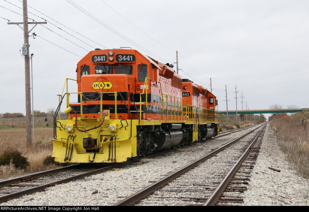 3441 & 3443 sit in the siding on a very windy Sunday afternoon